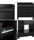 Set of Two Black Bedside Tables Nightstand with Shelf