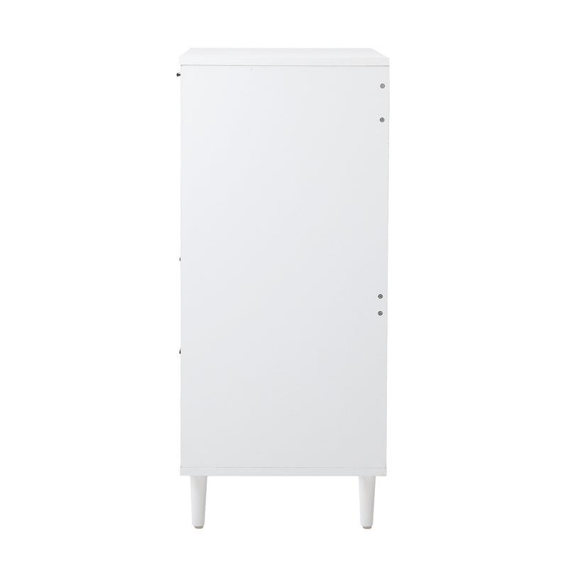 White Tallboy Dresser with Five Drawers