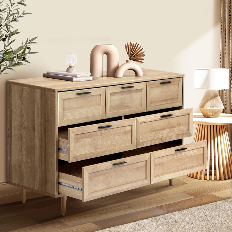 Natural Tallboy Dresser with Seven Drawers