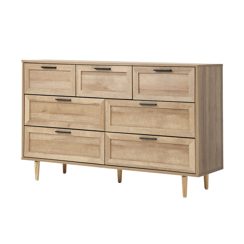 Natural Tallboy Dresser with Seven Drawers