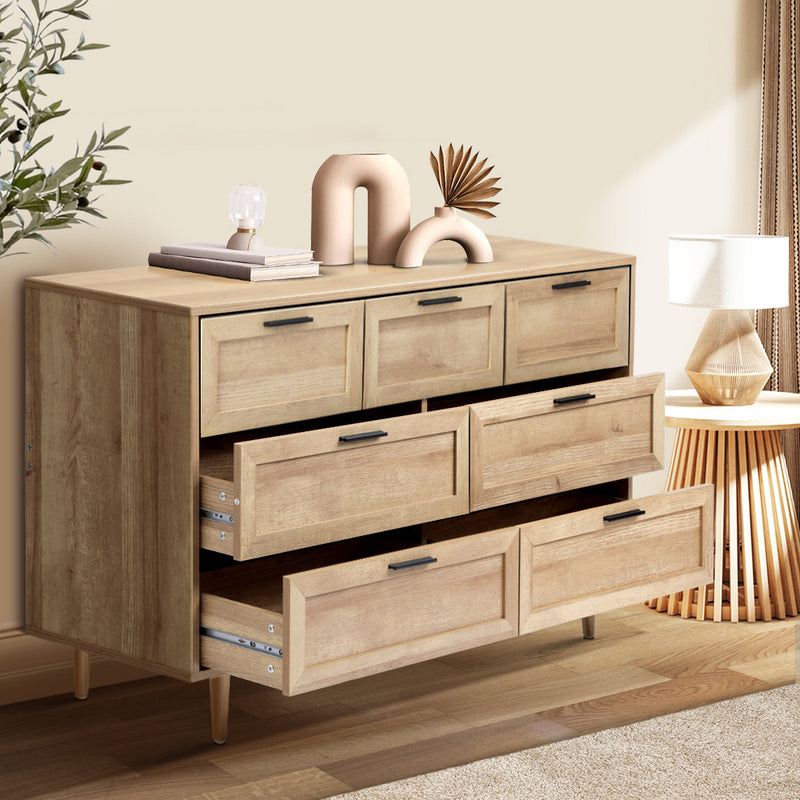 Natural Tallboy Dresser with Seven Drawers