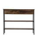 3-Tier Console Table with Two Drawers