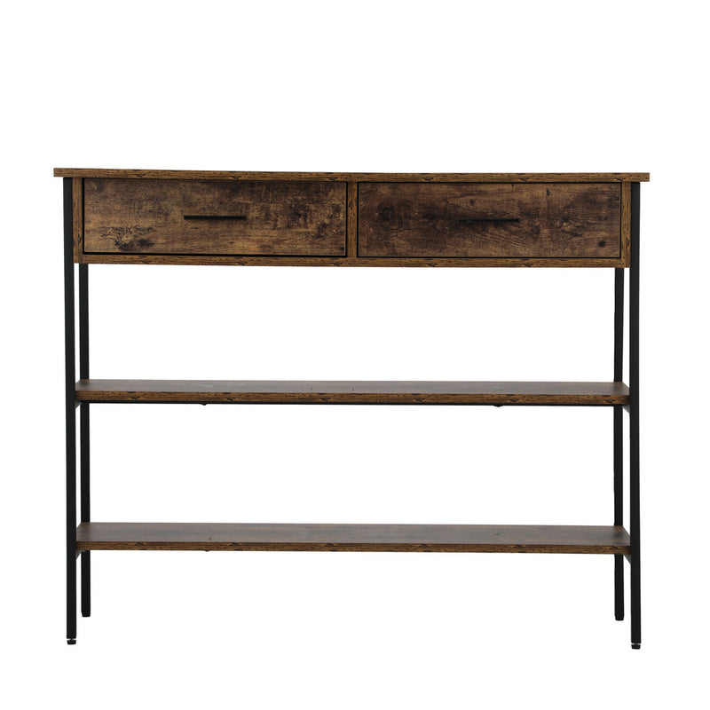 3-Tier Console Table with Two Drawers