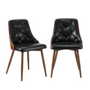 Set of 2 Black Retro PU Leather Dining Chairs