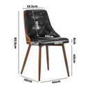 Set of 2 Black Retro PU Leather Dining Chairs