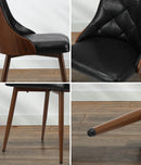 Set of 2 Black Retro PU Leather Dining Chairs