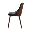 Set of 2 Black Retro PU Leather Dining Chairs