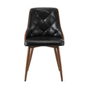 Set of 2 Black Retro PU Leather Dining Chairs