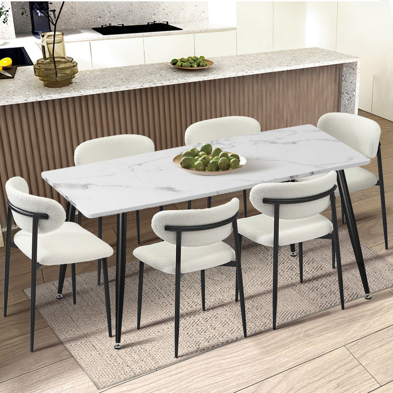 Set of 2 Black and White Boucle Dining Chairs