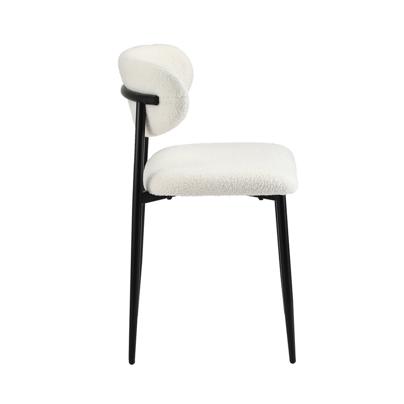 Set of 2 Black and White Boucle Dining Chairs