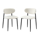 Set of 2 Black and White Boucle Dining Chairs