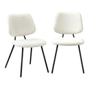 Set of 2 White Vintage Retro Sherpa Dining Chairs
