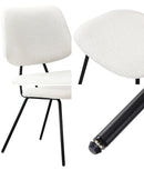 Set of 2 White Vintage Retro Sherpa Dining Chairs