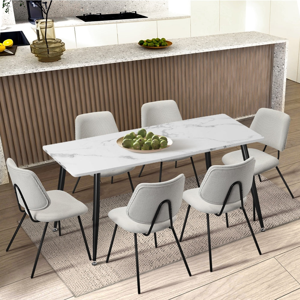 Set of 2 White Vintage Retro Polyester Dining Chairs