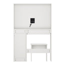 White Dressing Table and Stool Set with Large Mirror and LED Light