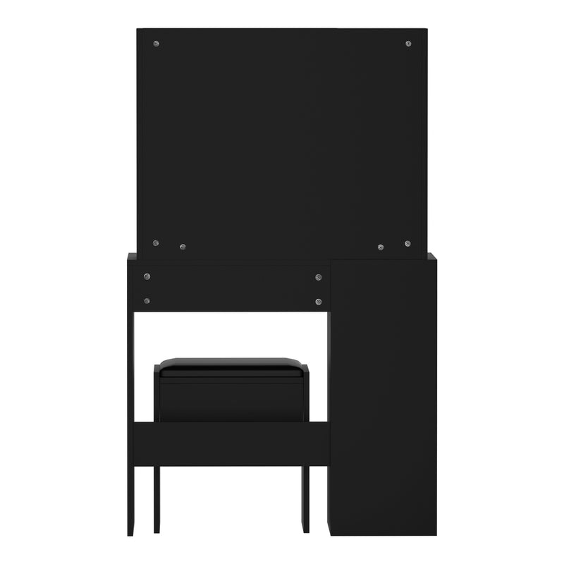 Black Dressing Table and Stool Set with Slide Mirror Drawer and 10 LED Bulbs