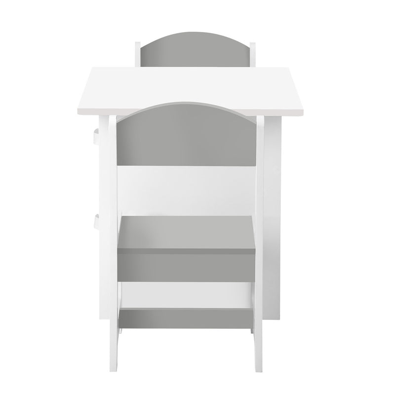 White and Grey Kids Table and Chair Set with Storage Bins