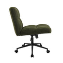 Green Wide Seat Boucle Office Chair with Wheels