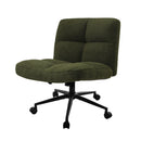 Green Wide Seat Boucle Office Chair with Wheels