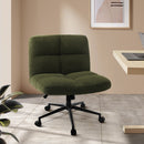 Green Wide Seat Boucle Office Chair with Wheels