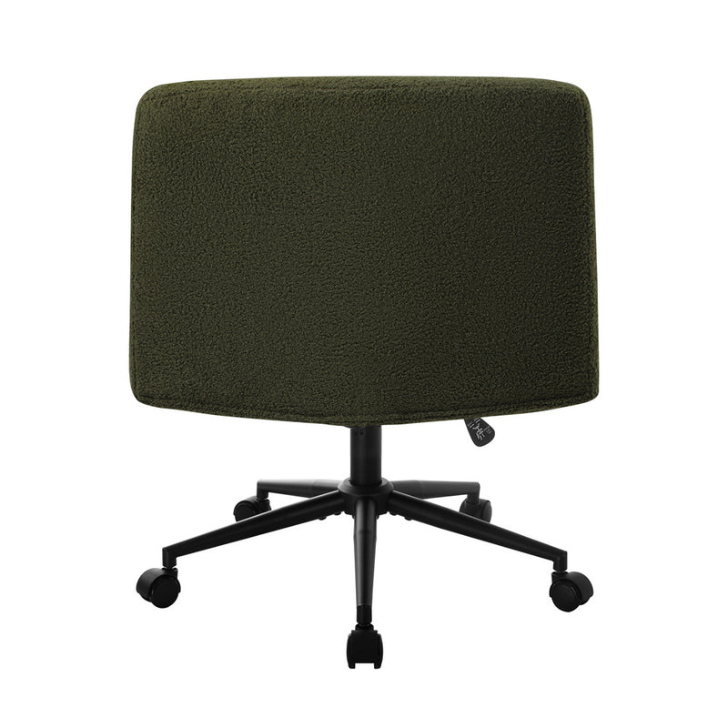 Green Wide Seat Boucle Office Chair with Wheels