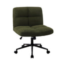 Green Wide Seat Boucle Office Chair with Wheels