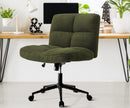 Green Wide Seat Boucle Office Chair with Wheels