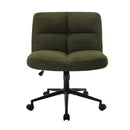 Green Wide Seat Boucle Office Chair with Wheels