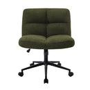 Green Wide Seat Boucle Office Chair with Wheels
