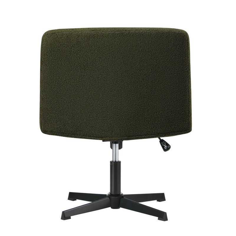 Green Wide Seat Boucle Armless Office Chair without Wheels