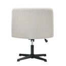 White Wide Seat Boucle Armless Office Chair without Wheels