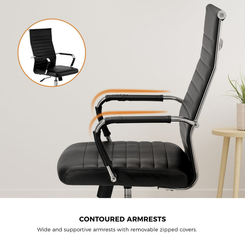 Black High Back Leather Swivel Office Chair