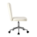 White and Silver High Back Boucle Armless Office Chair