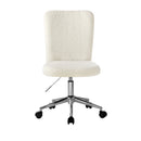 White and Silver High Back Boucle Armless Office Chair