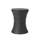 Black Rattan Ice Bucket Cooler Table with Storage