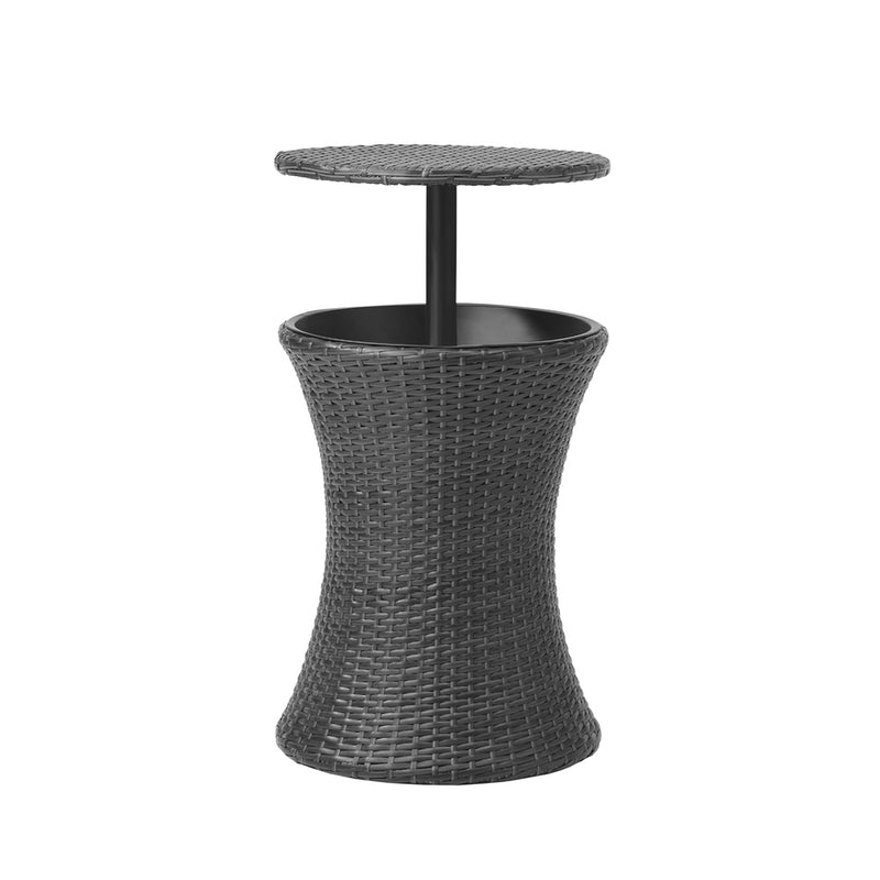 Black Rattan Ice Bucket Cooler Table with Storage