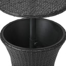 Black Rattan Ice Bucket Cooler Table with Storage