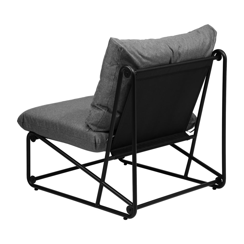 Set of 2 Grey Outdoor Patio Dining Lounge Chairs