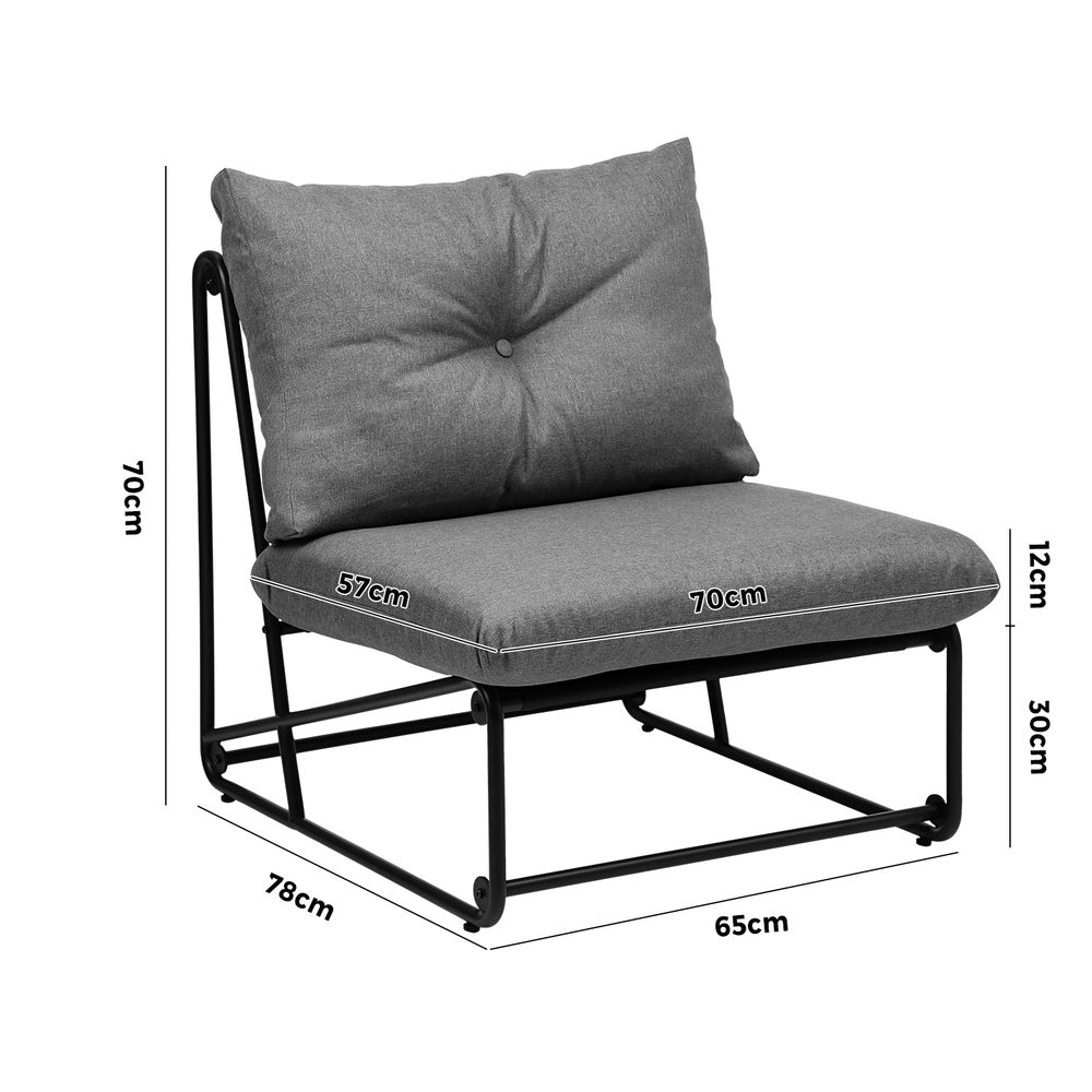 Set of 2 Grey Outdoor Patio Dining Lounge Chairs