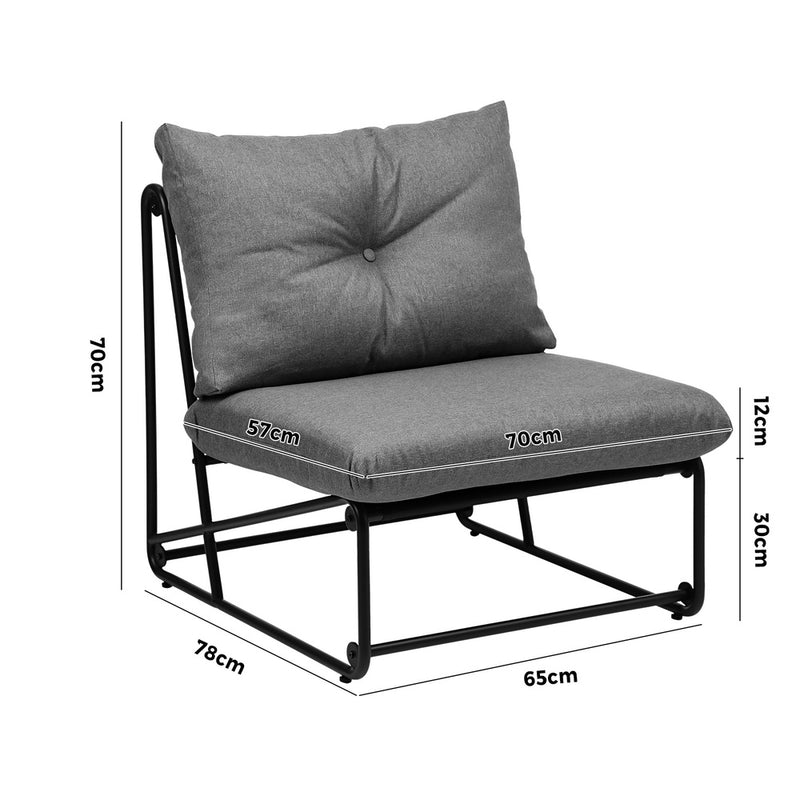 Set of 2 Grey Outdoor Patio Dining Lounge Chairs