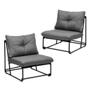 Set of 2 Grey Outdoor Patio Dining Lounge Chairs