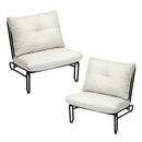 Set of 2 Beige Outdoor Patio Lounge Chairs with Cushions