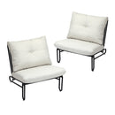 Set of 2 Beige Outdoor Patio Lounge Chairs with Cushions