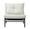 Set of 2 Beige Outdoor Patio Lounge Chairs with Cushions