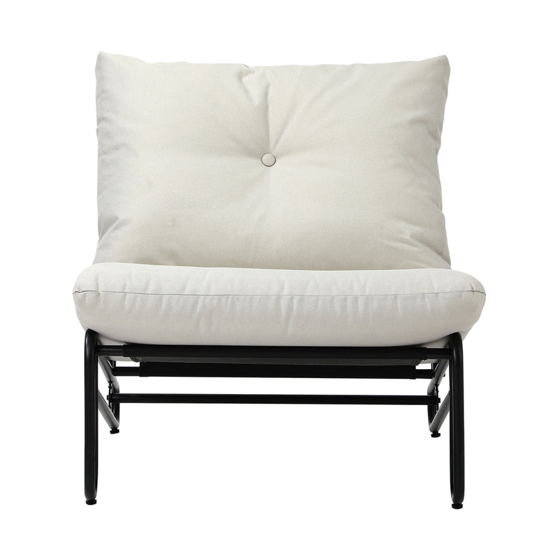Set of 2 Beige Outdoor Patio Lounge Chairs with Cushions