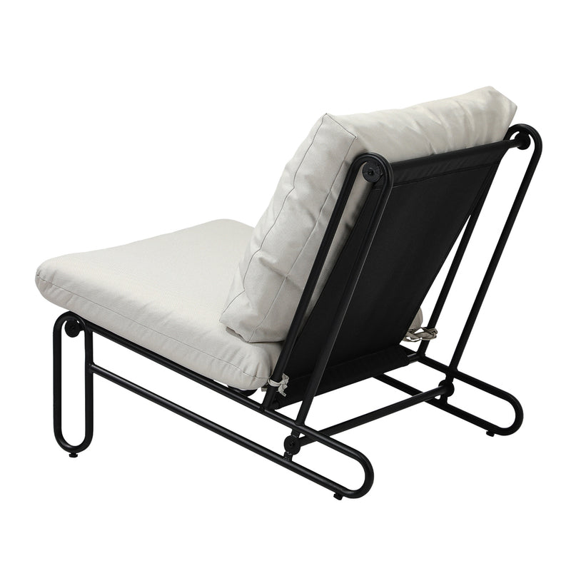 Set of 2 Beige Outdoor Patio Lounge Chairs with Cushions