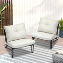 Set of 2 Beige Outdoor Patio Lounge Chairs with Cushions
