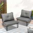 Set of 2 Grey Outdoor Patio Lounge Chairs with Cushions