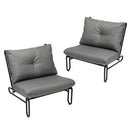 Set of 2 Grey Outdoor Patio Lounge Chairs with Cushions