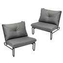 Set of 2 Grey Outdoor Patio Lounge Chairs with Cushions